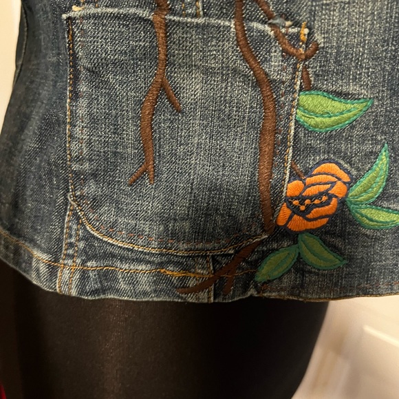 Embroidered denim jacket E by EC like new size 4 - Picture 9 of 11